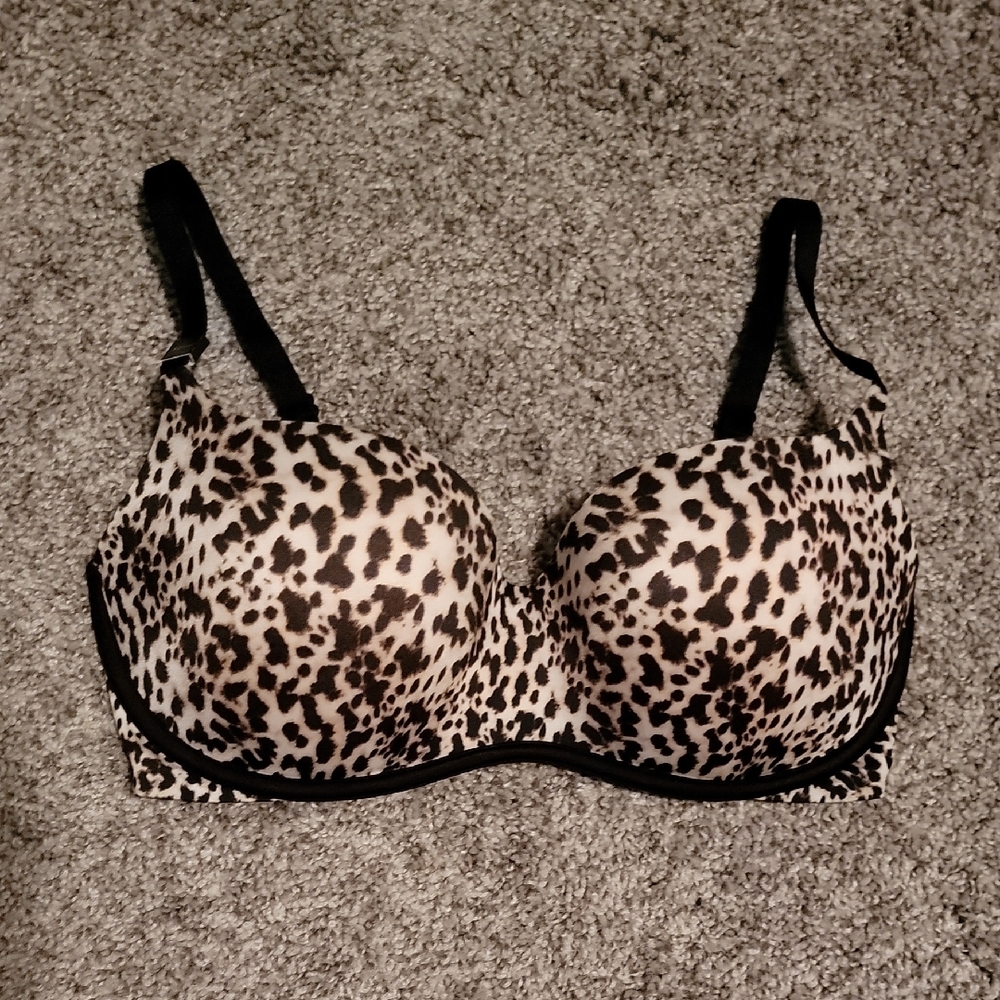 Victoria's Secret Knockout Push-up Bra Mocha Leopard Print Sz. 32DD